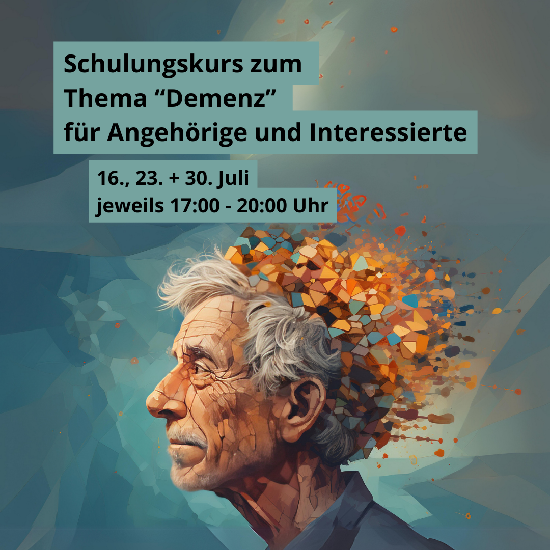 Zeigt den Instagram-Post für den Schulungskurs. Titelbild: Der Kopf eines Mannes, dessen Hinterkopf in viele kleine Teile zerfällt.